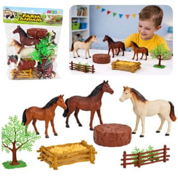 slomart LEAN TOYS Figurice životinja: konji, farma (23-dijelni set)
