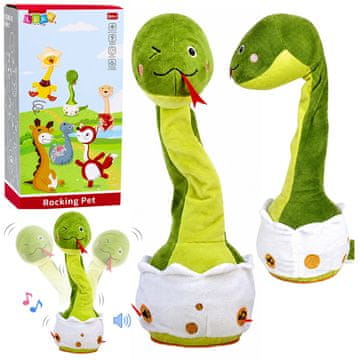 slomart LEAN TOYS Plišana Gugalna zmija, zelena