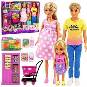 slomart LEAN TOYS Lutke Anlily Obitelj u supermarketu s dodacima