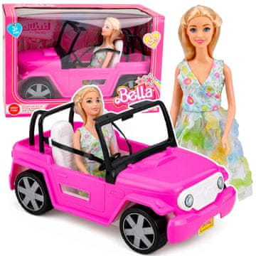 slomart Lutka Bella u roza kabrioletu, 30 cm, LEAN TOYS