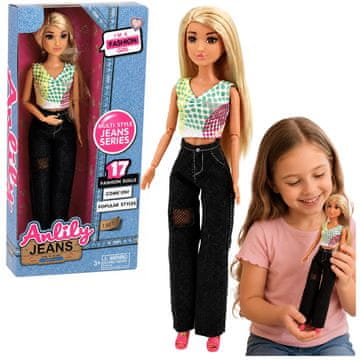 slomart Modna lutka Anlily u trapericama, plava kosa, LEAN TOYS