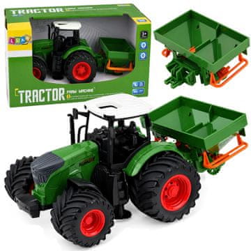slomart Poljoprivredni traktor LEAN TOYS 1:24 sa sijačicom, zeleni