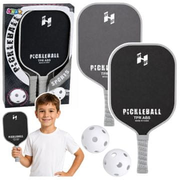 slomart Set za pickleball LEAN TOYS, reketi i 2 loptice, crno-sivi
