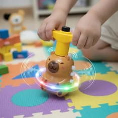slomart Interaktivna kapibara vrtenje LEAN TOYS s LED svjetlima i melodijama (12,5 cm)