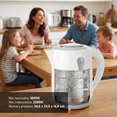 Adler Adler AD 1244 električni kuhalo za vodu, 2.5 L, bijela/plava, 2200 W
