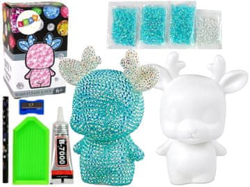 slomart LEAN TOYS Kreativni set: Jelen s dijamantima i kristalima (plavi)
