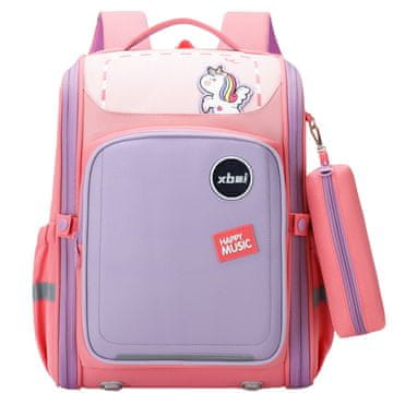 Školski ruksak s jednorogom na prsima, pastelno ružičasti, 21L, 39 cm