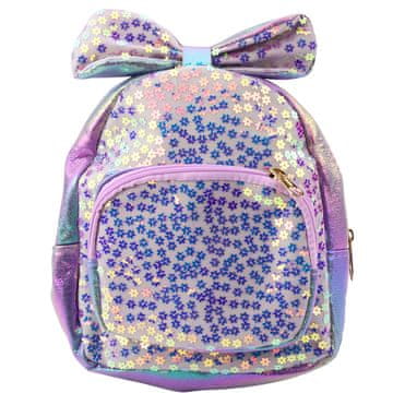 slomart Dječji ruksak LEAN s šljokicama i cvjetnim uzorkom, ružičasta mašna, 22cm