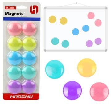 slomart LEAN Set 10 šarenih okruglih magneta, 3 cm