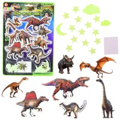 slomart Fluorescentne naljepnice za zid - dinosauri, zvjezdice