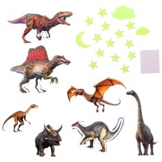 slomart Fluorescentne naljepnice za zid - dinosauri, zvjezdice