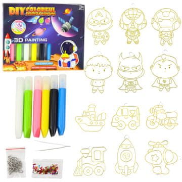 slomart Set za 3D slikanje svemira LEAN TOYS, 6 bojica, privjesci