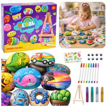 slomart Kreativni set LEAN TOYS: Bojanje kamenja s mini stalkom
