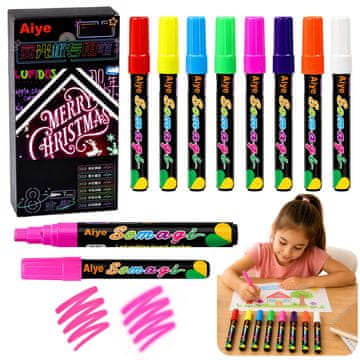 slomart Set 8 neonskih flomastera LEAN, kosi vrh