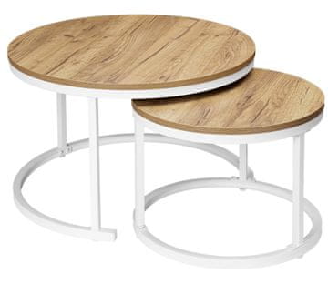Galen Craft Bijeli Loft stolići za kavu, set od 2 komada