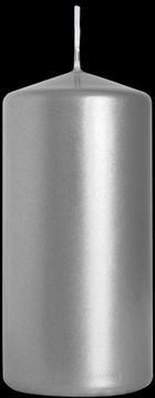 AURA SREBRNA Cilindrična svijeća Pričest Vjenčanje BISPOL 6x12cm