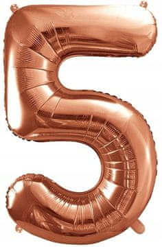PartyDeco Folija balon broj "5", ružičasto zlato, 86 cm, 1 kom.
