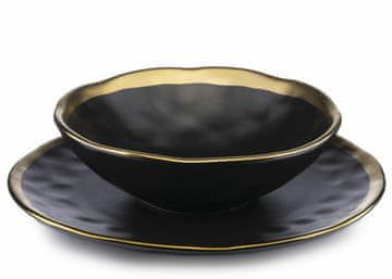 Set od osam tanjura LISSA BLACK GOLD