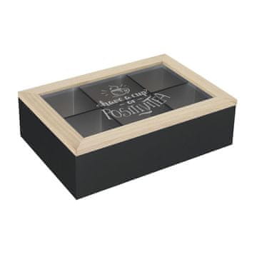 Excellent Houseware Kutija za čaj s pretincima, crna