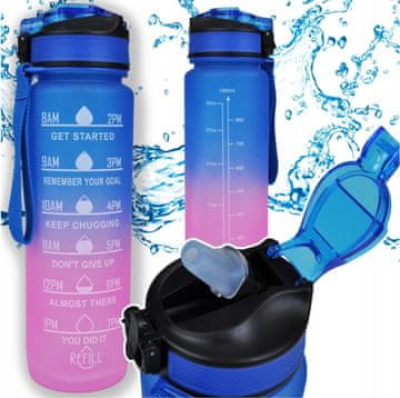 Sportska boca od 1 l sa slamkom, motivacijska boca za teretanu, fitness i trening