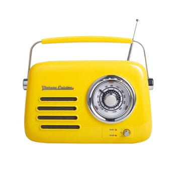 Bluetooth radio s metalnom ručkom Vintage Cuisine žuti sjajni