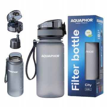 Aquaphor Mala boca za filtriranje vode za dijete za školu Aquaphor City 350 ml siva