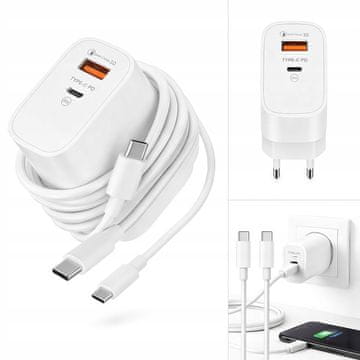 USB + USB-C 35W set za brzo punjenje s USB-C kabelom