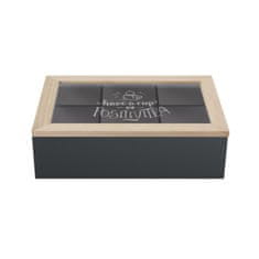Excellent Houseware Kutija za čaj s pretincima, crna