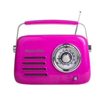 Bluetooth radio s metalnom ručkom Vintage Cuisine Magenta Shiny