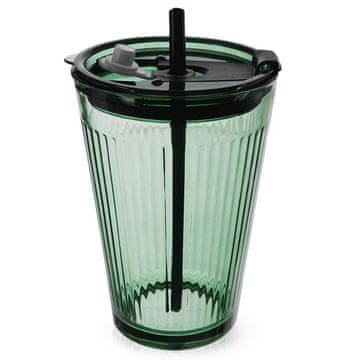 Orion VERDE staklena šalica s poklopcem i slamkom 450 ml