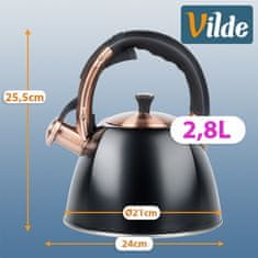 Vilde Kuhalo za vodu sa zviždanjem, čelik, crna, 2,8 l