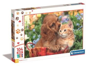 Clementoni Puzzle Maxi 104 dijela Šarena avantura sa psom i mačkom