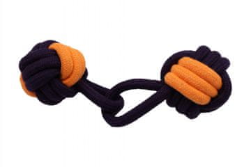 B.U. | Uže za igračku za pse, dvije pletene kuglice, narančasti neon, 22 cm - Uže za igračku za pse, dvije pletene kuglice, narančasti neon, 22 cm