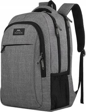 Matein ruksak za prijenosno računalo 15,6" s 3 pretinca, poslovni, urbani, SIVI 1007