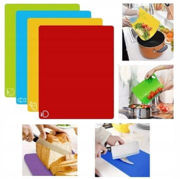 Set od 4 daske za rezanje sa šarenim ikonama hrane 27,1 x 37,6 cm