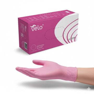 Velo "XS" - Nitrilne rukavice za pregled bez pudera, ružičaste, 100 kom.