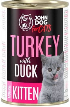 John Dog za mačke | Mačići | Mousse 400g - Mousse od puretine i patke 400g