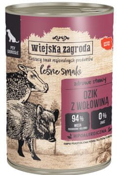Wiejska Zagroda | Šumski okusi za odrasle | Mokra hrana za pse 400 g - Divlja svinja s govedinom 0,4 kg