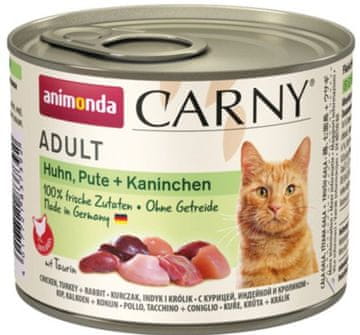 Animonda Cat | Carny Adult 200g | Mokra hrana za odrasle mačke - konzerva od 200g - piletina, puretina, zec 200g