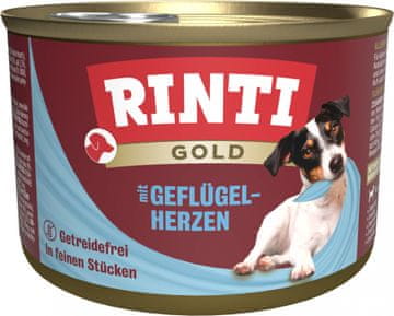 Rinti | Gold | Mokra hrana za pse - konzerva 185 g - Pileća srca 185 g