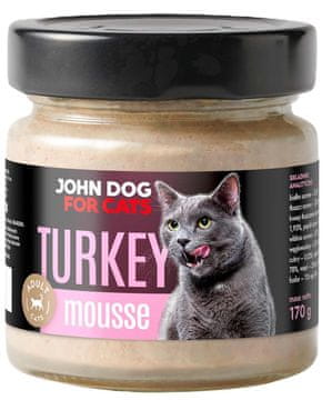 John Dog za mačke | Mokra pjena za mačke | Staklenka 170 g - Pjena od puretine 170 g