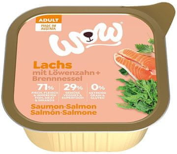 WOW | Mokra hrana za pse | Pladanj 150 g - Lachs - losos s maslačkom i koprivom 150 g