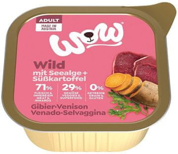 WOW | Mokra hrana za pse | Pladanj 150 g - Wild - divljač s algama i slatkim krumpirom 150 g