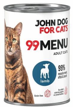 John Dog za mačke | 99 meni | Mokra hrana za mačke konzerva 400 g - Janjetina 400 g