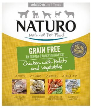 Naturo | Odrasli - Bez žitarica | 400 g Pladanj - Piletina s krumpirom i povrćem 400 g