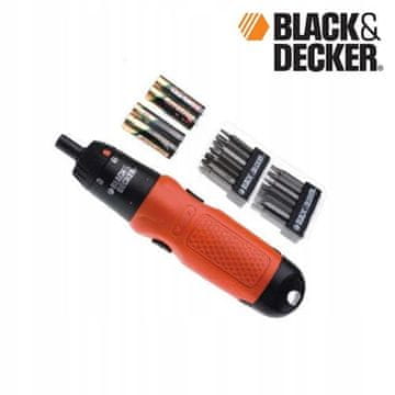 Black+Decker Wkrętak Elektryczny Śrubokręt Wkrętarka Black&Decker A7073+Zestaw Bitów 6V