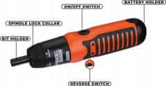 Black+Decker Wkrętak Elektryczny Śrubokręt Wkrętarka Black&Decker A7073+Zestaw Bitów 6V