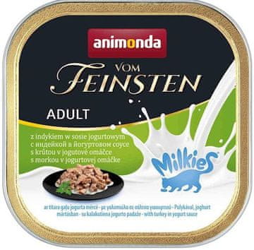 Animonda Cat | Vom Feinsten Adult Milkies | Mokra hrana za mačke u kremastom umaku - 100 g posuda - Puretina u jogurt umaku 100 g