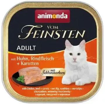 Animonda Cat | Vom Feinsten Adult - za gurmane | Mokra hrana za odrasle mačke - pladanj od 100 g - Piletina, govedina i mrkva 100 g