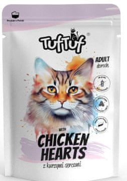 Tuf Tuf | Mokra hrana za mačke | Vrećica od 100 g - Pileća srca 100 g